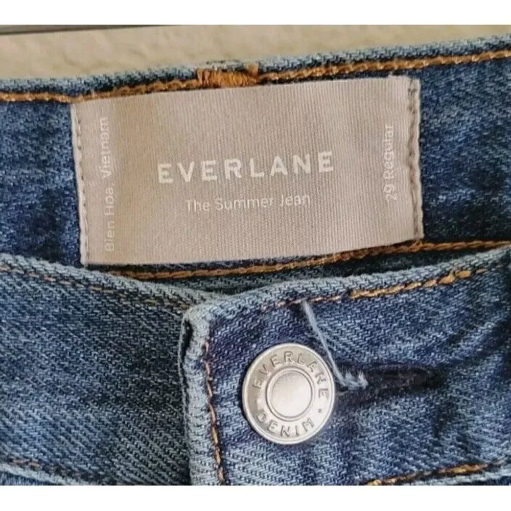 Everlane The Summer Jeans High Rise Cropped Distressed Medium Wash Size 29